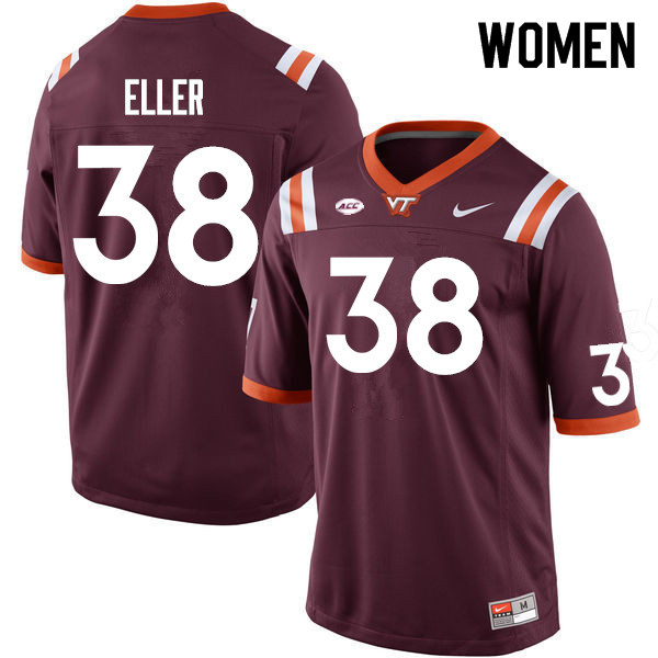 Women #38 Ty Eller Virginia Tech Hokies College Football Jerseys Sale-Maroon